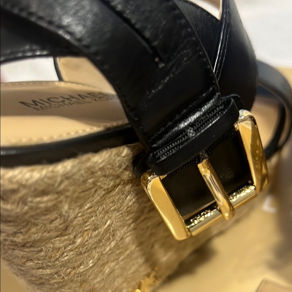 Black Leather Wedge Sandals - Picture 5 of 6